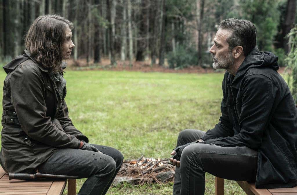 Lauren Cohan as Maggie Rhee, Jeffrey Dean Morgan as Negan - The Walking Dead _ Season 11, Episode 24 - Photo Credit: Jace Downs/AMC