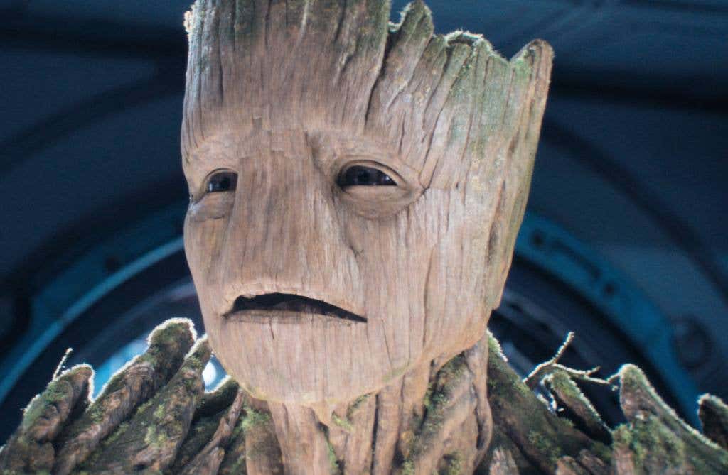 Groot (voiced by Vin Diesel) in Marvel Studios' Guardians of the Galaxy Vol. 3.