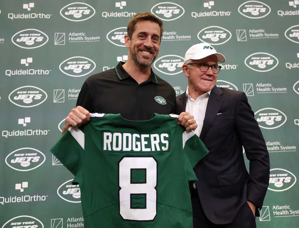 Aaron Rodgers press conference with New York Jets, Woody Johnson