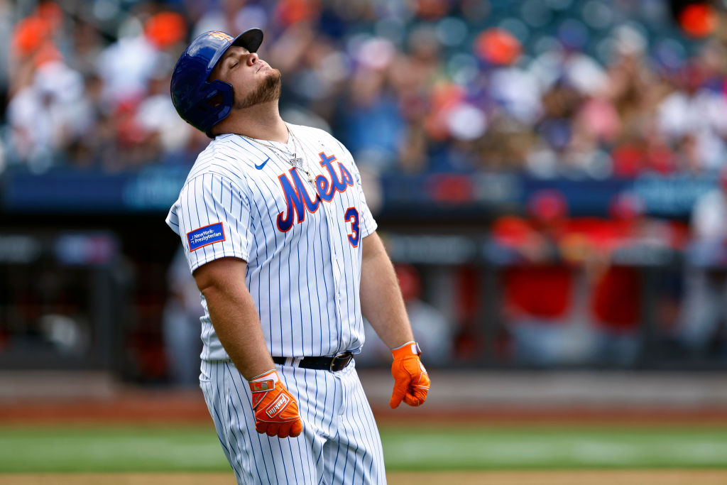Francisco Alvarez of the New York Mets reacts after hitting a two-run  News Photo - Getty Images