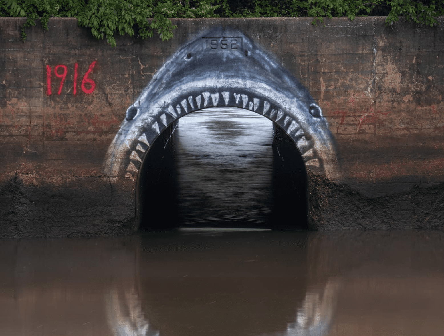 A Shark Painted on a Wall in Matawan. A location that could inspire a New Jersey Connection to Jaws