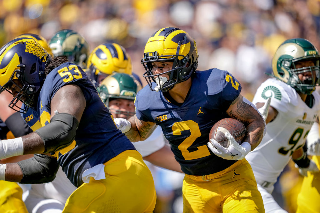 Blake Corum then with Michigan takes on the Colorado State Rams. 