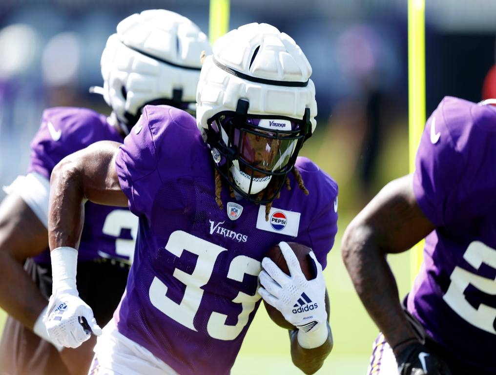 Aaron Jones in Minnesota Vikings training camp. 